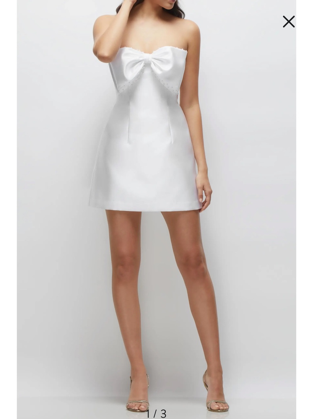 NWT Alfred Sung Strapless White Bow-Detail Mini Dress